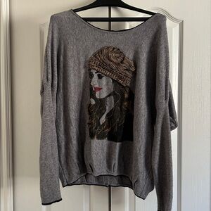 Gabby Isabella Gray Sweater with Graphic Design
